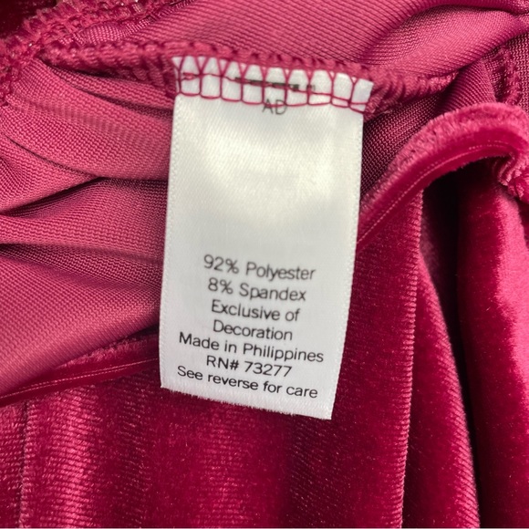 XS M  NWT LC Lauren Conrad fuchsia pink long sleeve velvet babydoll dress - Picture 5 of 10